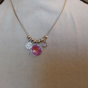 Elegant Silver and Pink Pendant Necklace